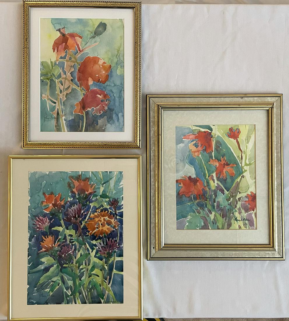 John Loree Flower Series in Orange Watercolors Set of 3 (1 of 5)