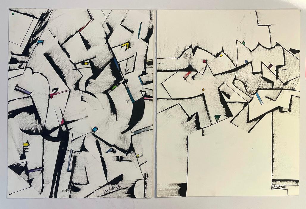 Jay Lefkowitz Pair of Unique Ink and Hand Colored (1 of 7)