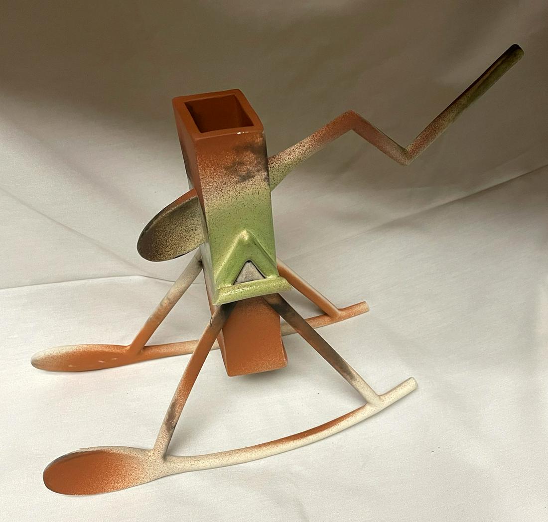 Contemporary Ceramic Spoon Orange & Green Sculpture (1 of 3)