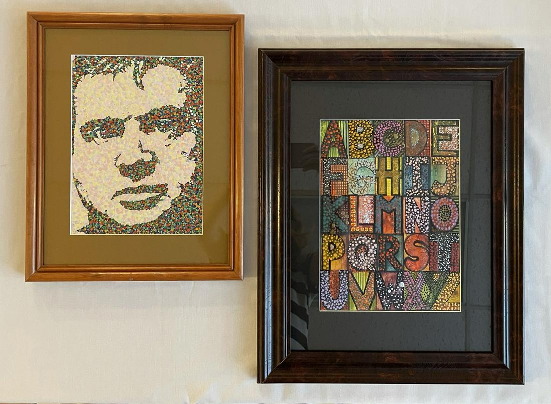 John Loree Pointillism Portrait & Alphabet Acrylic (1 of 4)