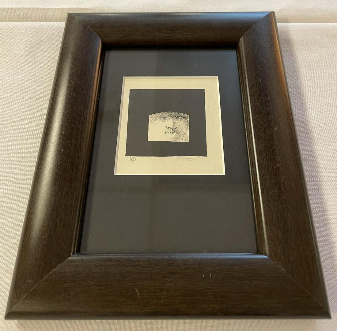 Black & White Portrait Engraving AP Signed JCC: For your consideration is a delicate portrait engraving AP in black & white signed JCC (8x6). Recently professionally framed. From the private collection of John Loree who was a beloved and inspiratio