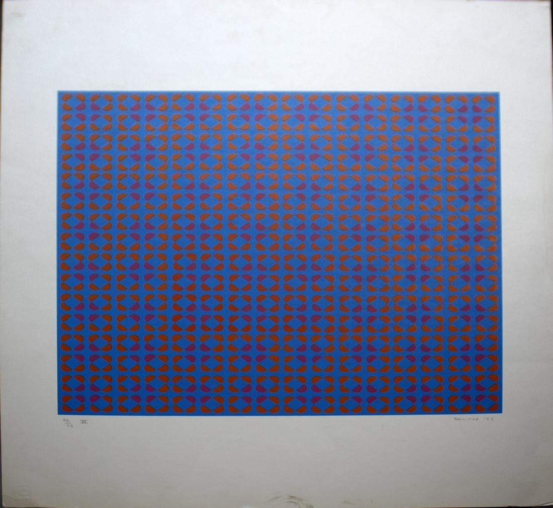 Op Art 1969 Vintage Signed Lithograph Unframed (1 of 4)
