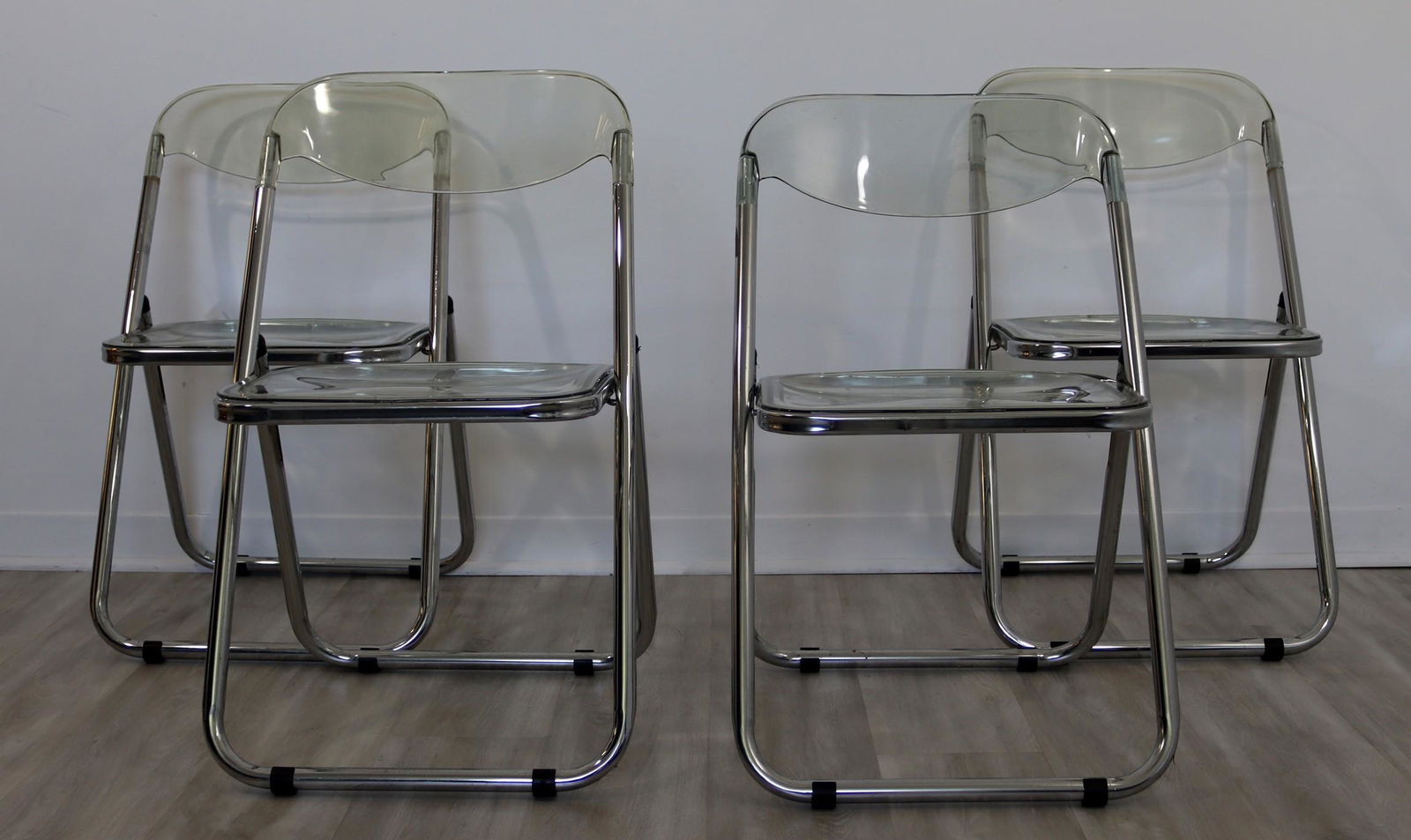 Set of Four Lucite and Chrome Folding Chairs 1960s (1 of 8)