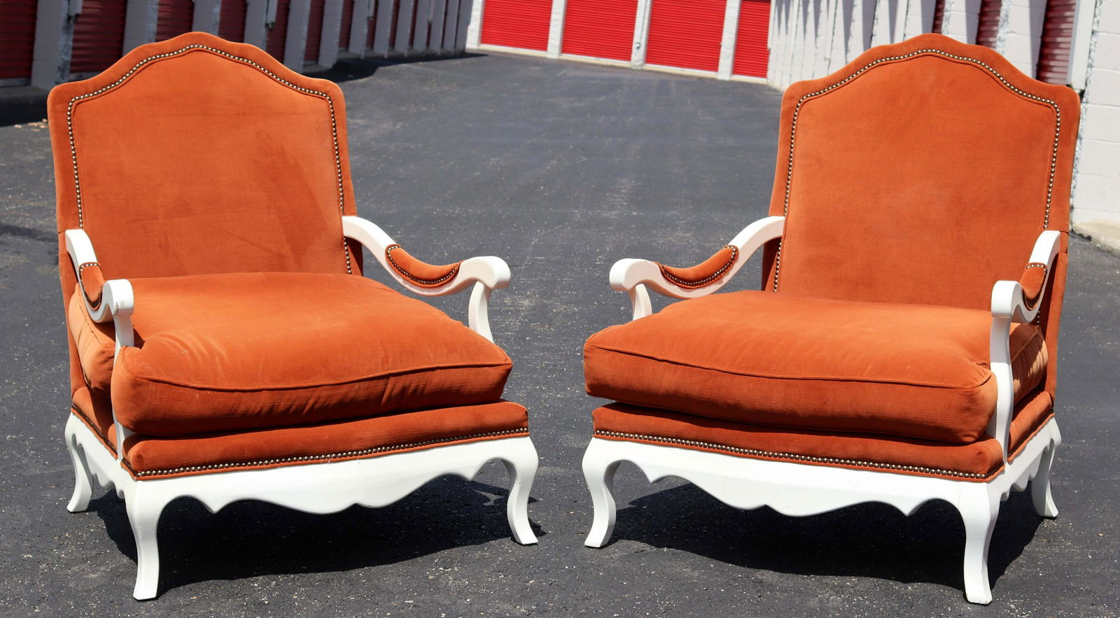 Large Oversized White Lacquer Orange Lounge Accent (1 of 7)