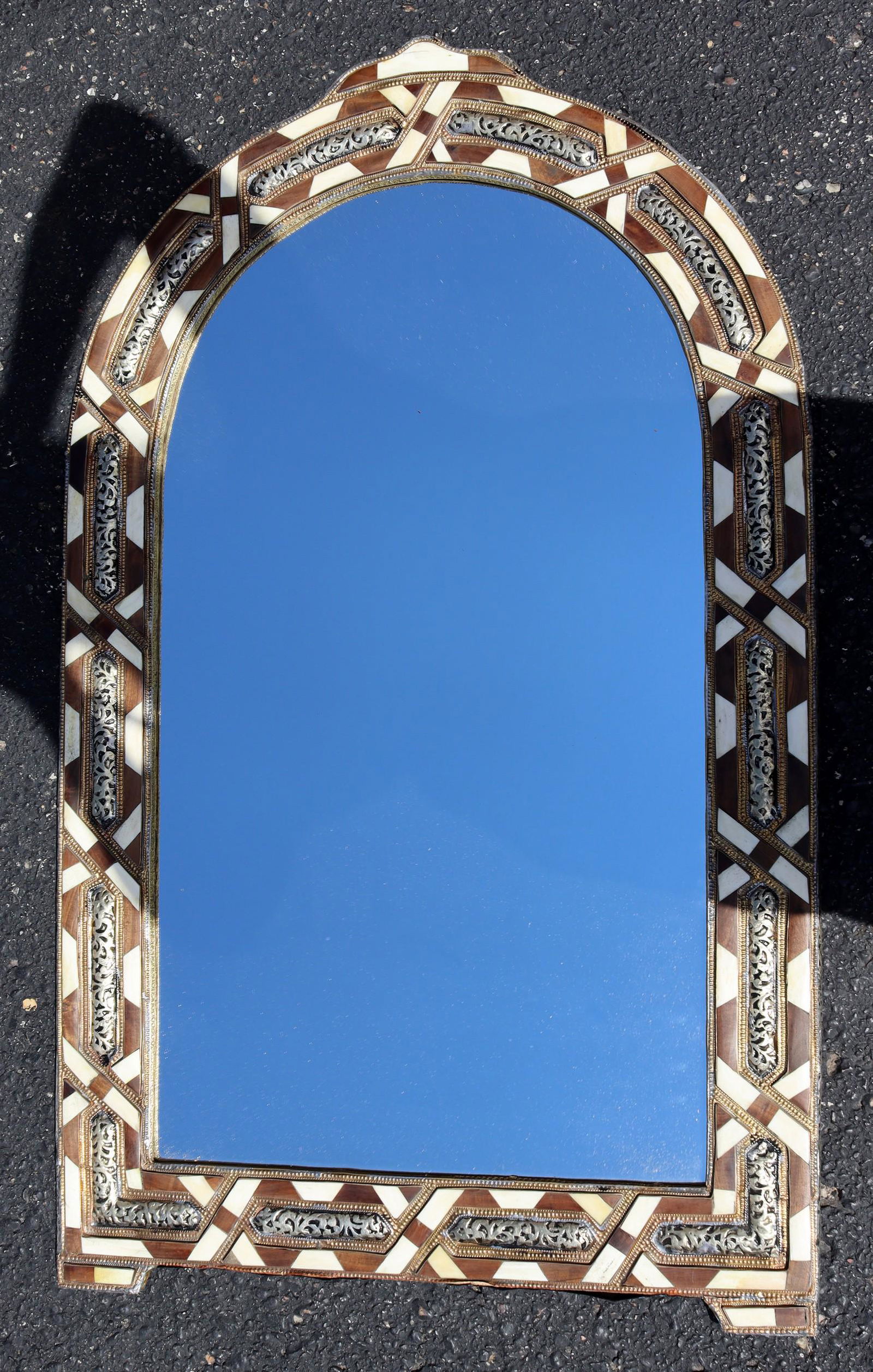 Curved Moroccan Hanging Wall Mirror w X Motif (1 of 7)