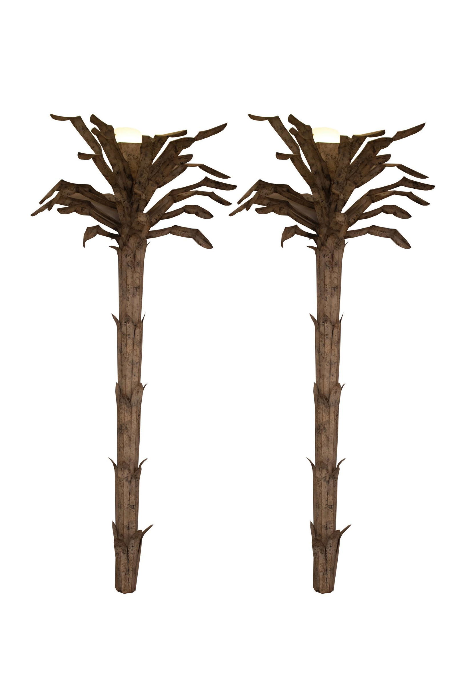 Pair of Metal Palm Tree Sculptures Sconces (1 of 5)