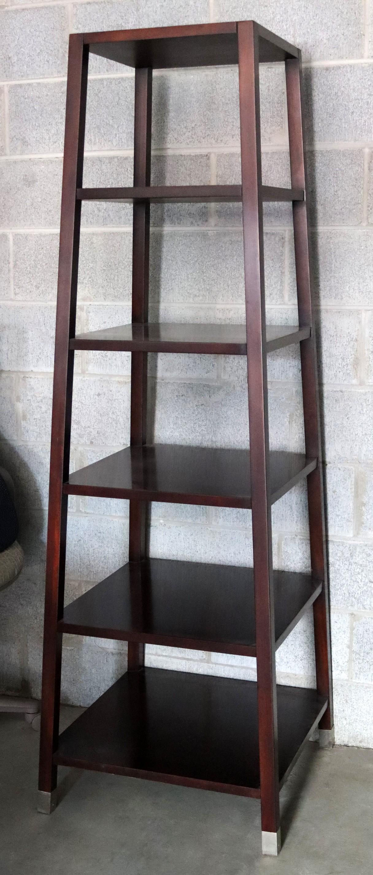 Tall Baker Wood Shelving Unit Bookcase Etagere: For your consideration is a gorgeous and tall shelving unit, by Baker, made in Indonesia. In excellent condition. 24” Sq x 72” H.