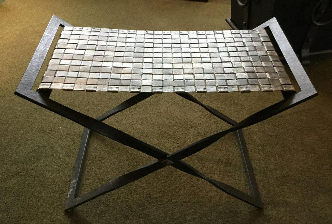 Contemporary Metal Mesh X Bar Bench (1 of 4)
