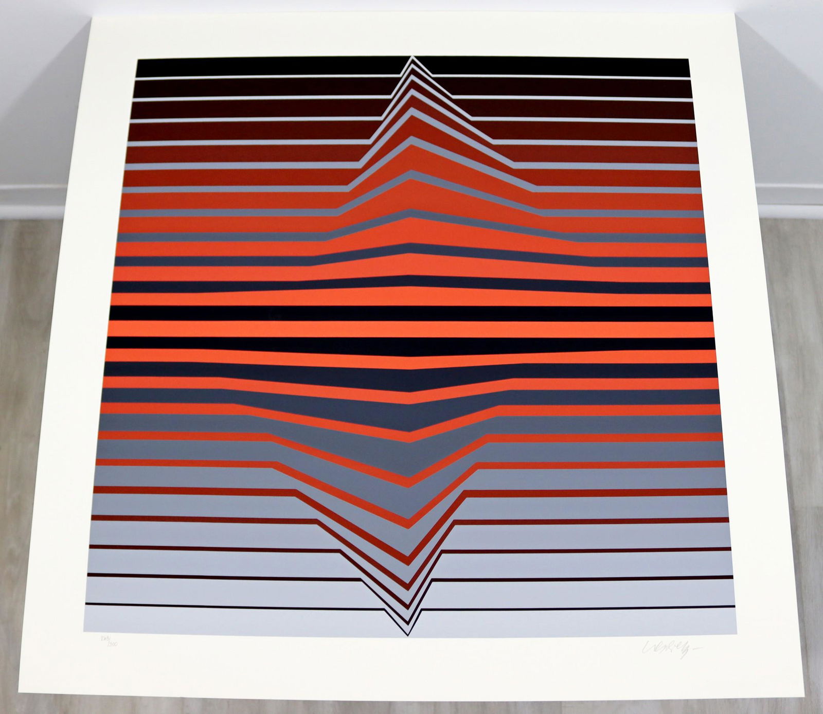 Victor Vasarely Black & Red Lines Signed Op Art (1 of 5)