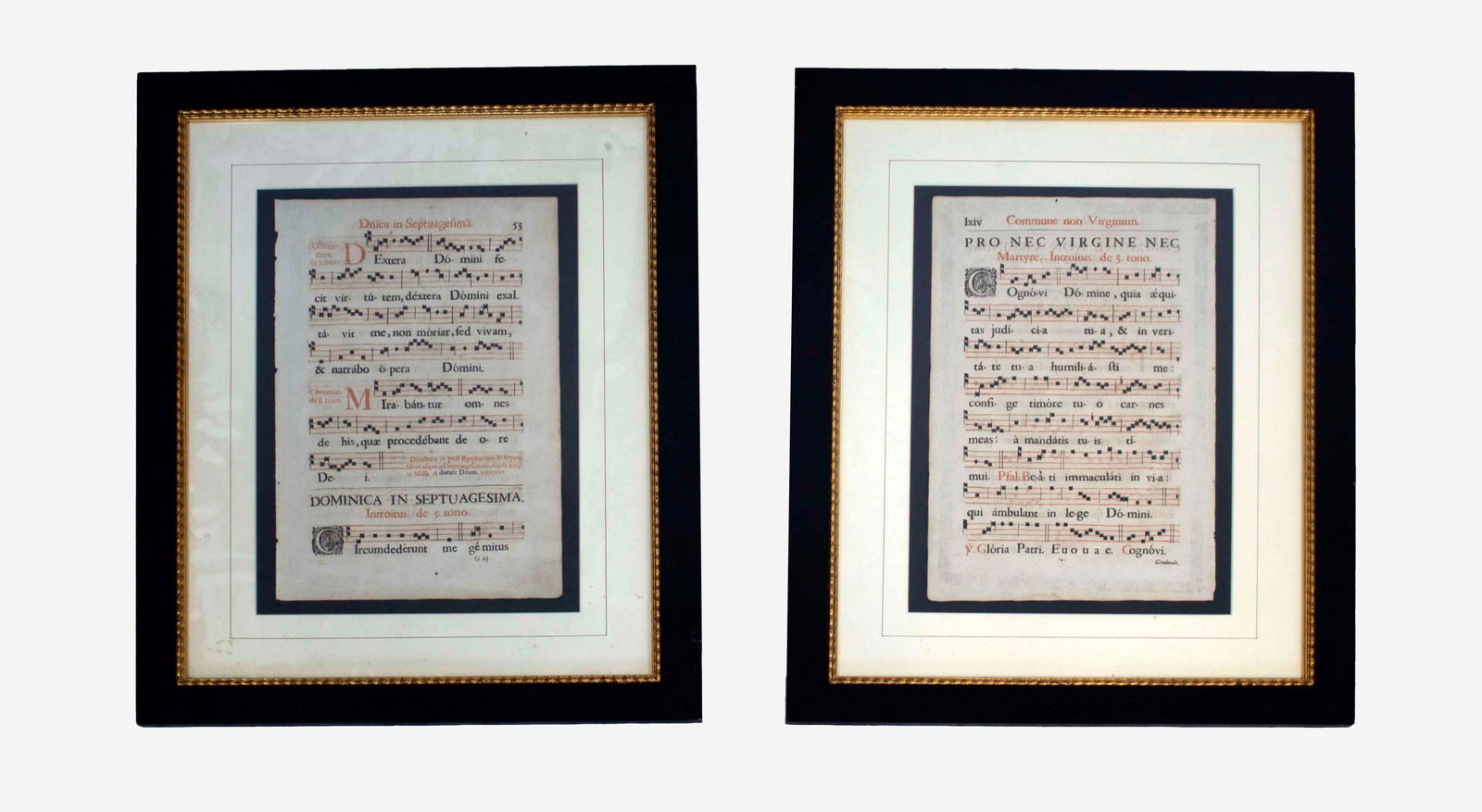 Pair of Antique Antiphoner Manuscripts Framed (1 of 10)