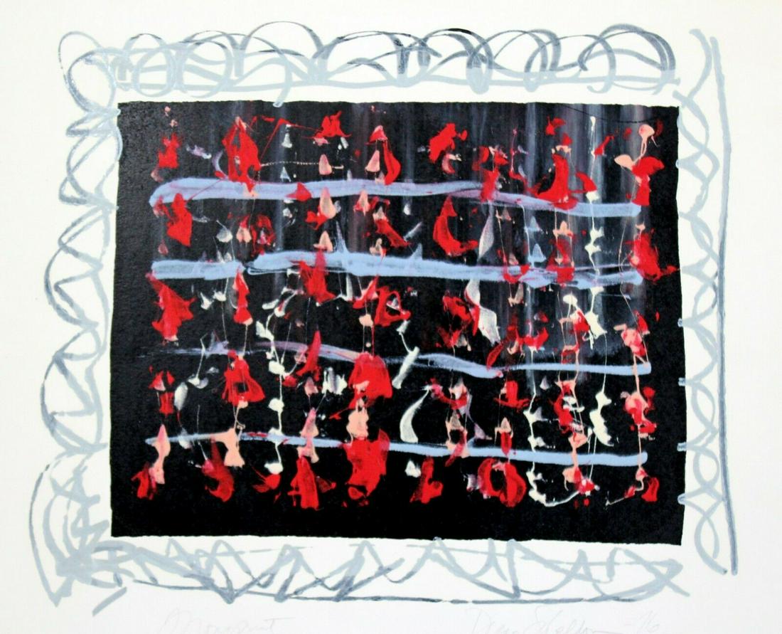 Dianne Sheldon Unframed Abstract Monoprint Signed 1976 (1 of 2)