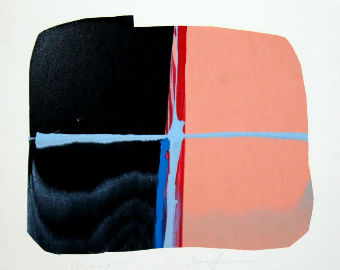 Dianne Sheldon Unframed Abstract Monoprint Signed 1970s (1 of 2)