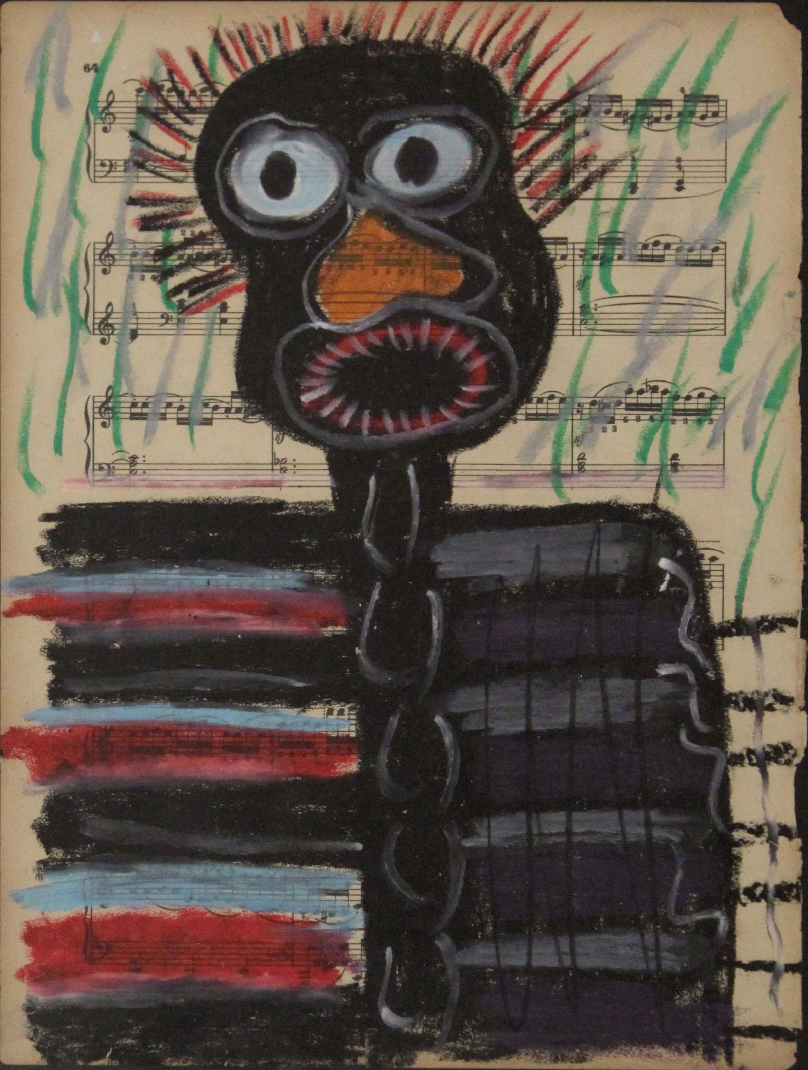Jean-Michel Basquiat Untitled Acrylic/Oil Music Sheet 1982 (1 of 11)