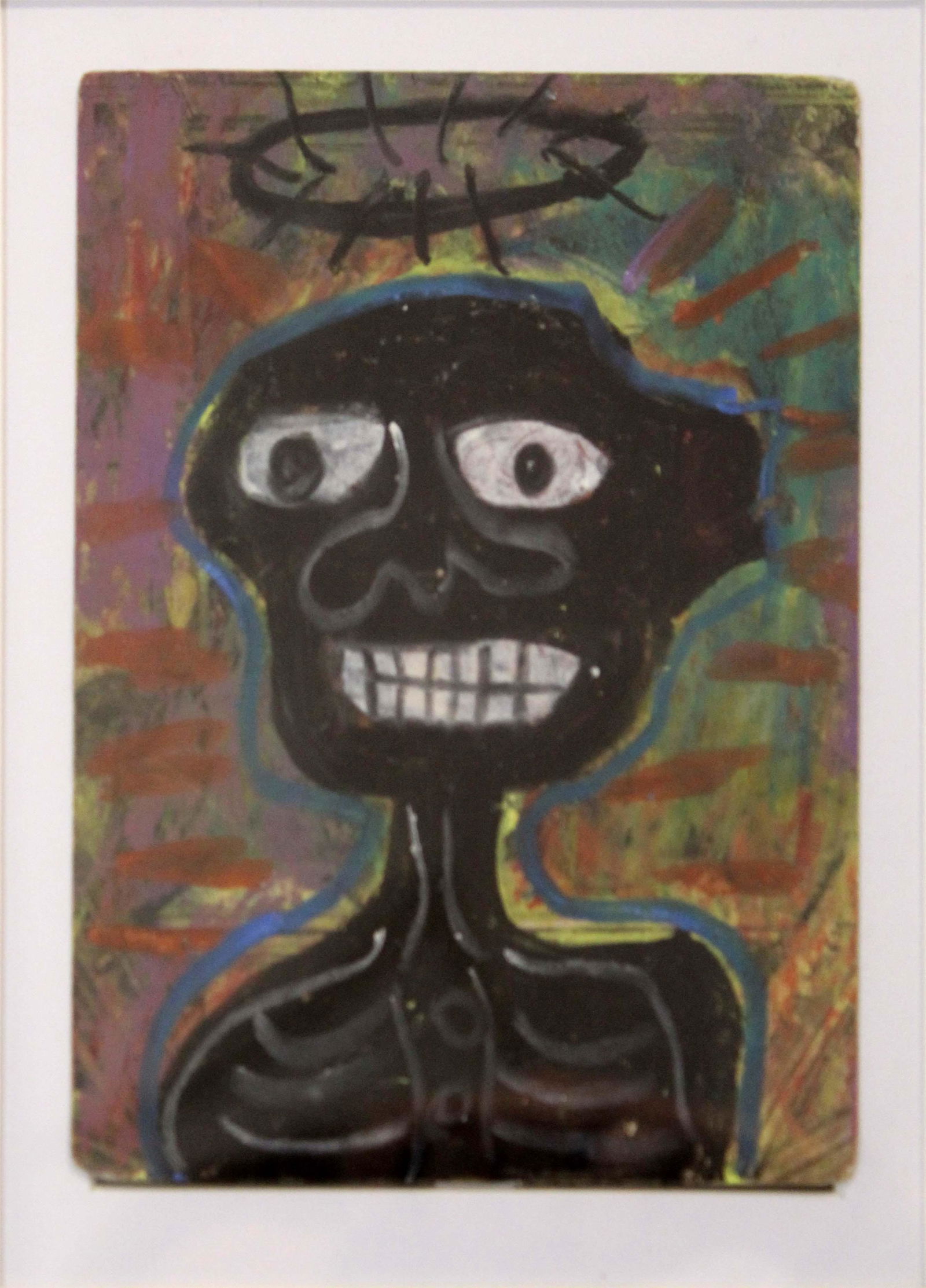 Jean-Michel Basquiat Untitled Man with Crown Acrylic & Oil Painting on Postcard 1982 (1 of 12)