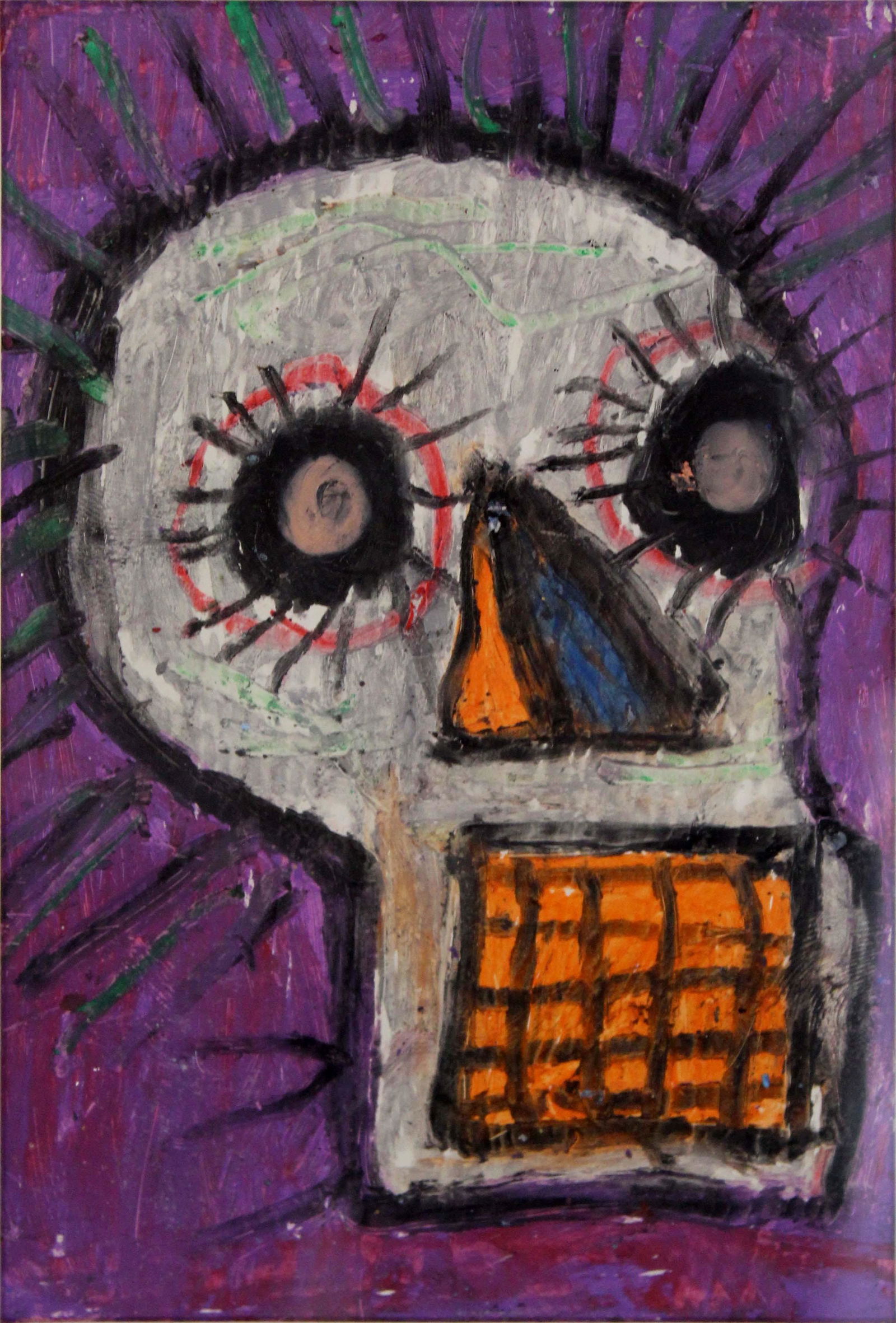 Jean-Michel Basquiat Untitled Skull Acrylic & Oil Painting on Postcard 1984 (1 of 10)
