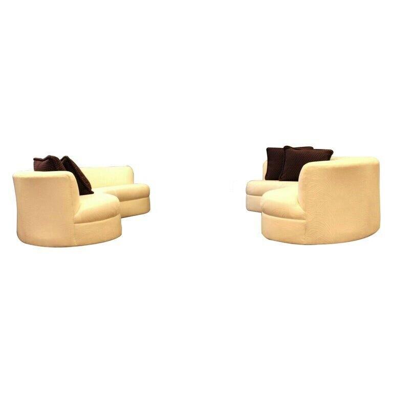 Pair of Kagan Style Curved Sculptural Cream Sofa Modern 1980's Contemporary (1 of 8)