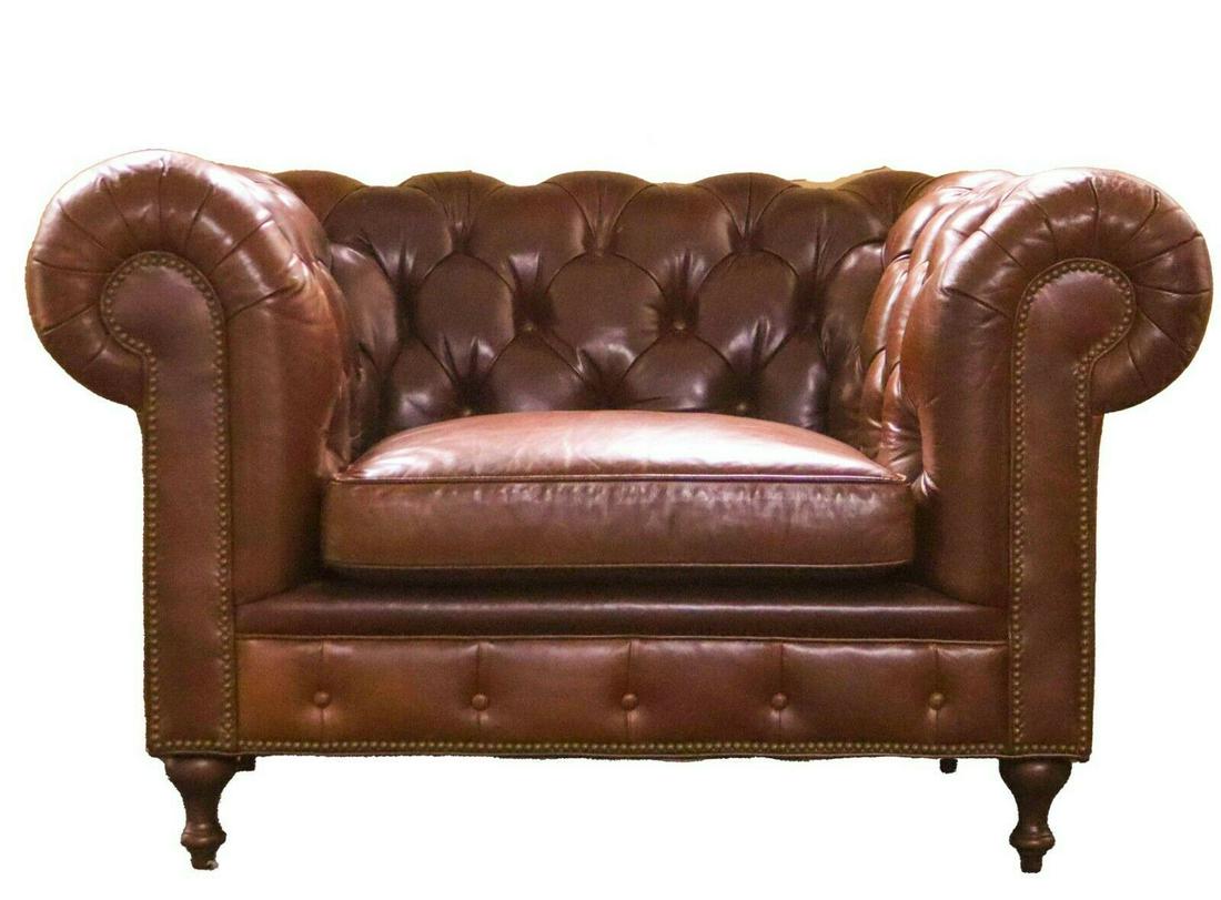 Arhaus Wessex Leather Tufted Armchair Lounge (1 of 7)