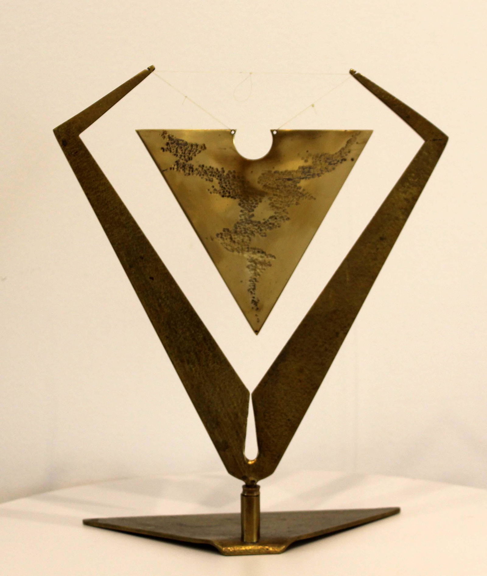James Nani V Brass Triangle Brass Gong Sculpture 1970s (1 of 8)