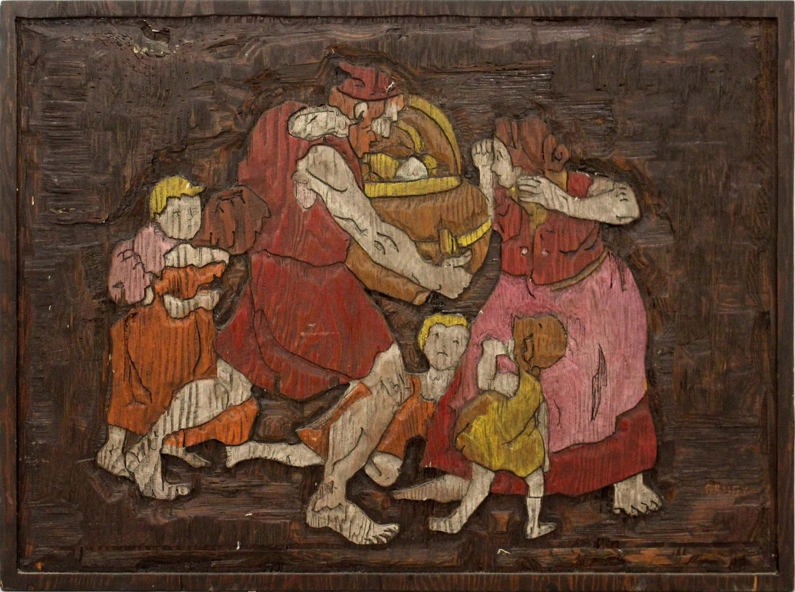 Jean-Claude Gaugy Family Wood Relief Sculpture (1 of 7)