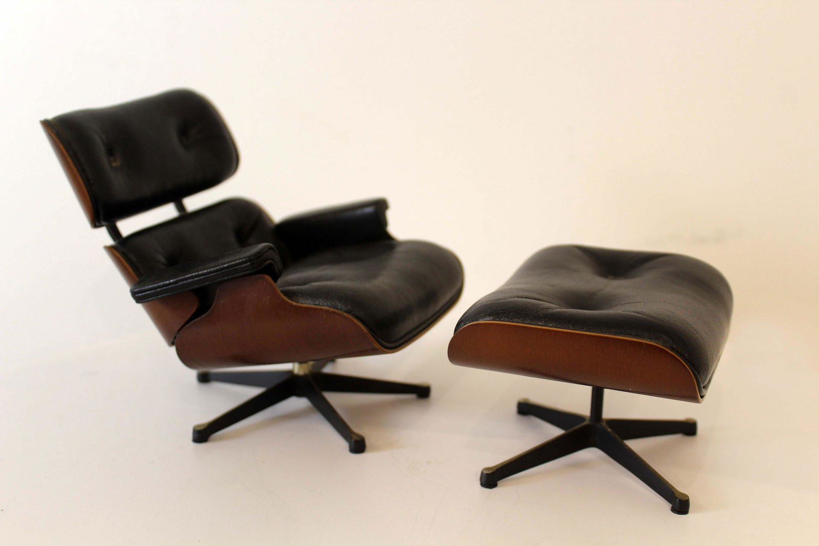 Vintage Mid Century Modern Vitra Museum Miniature Eames Lounge Chair w Ottoman (1 of 8)