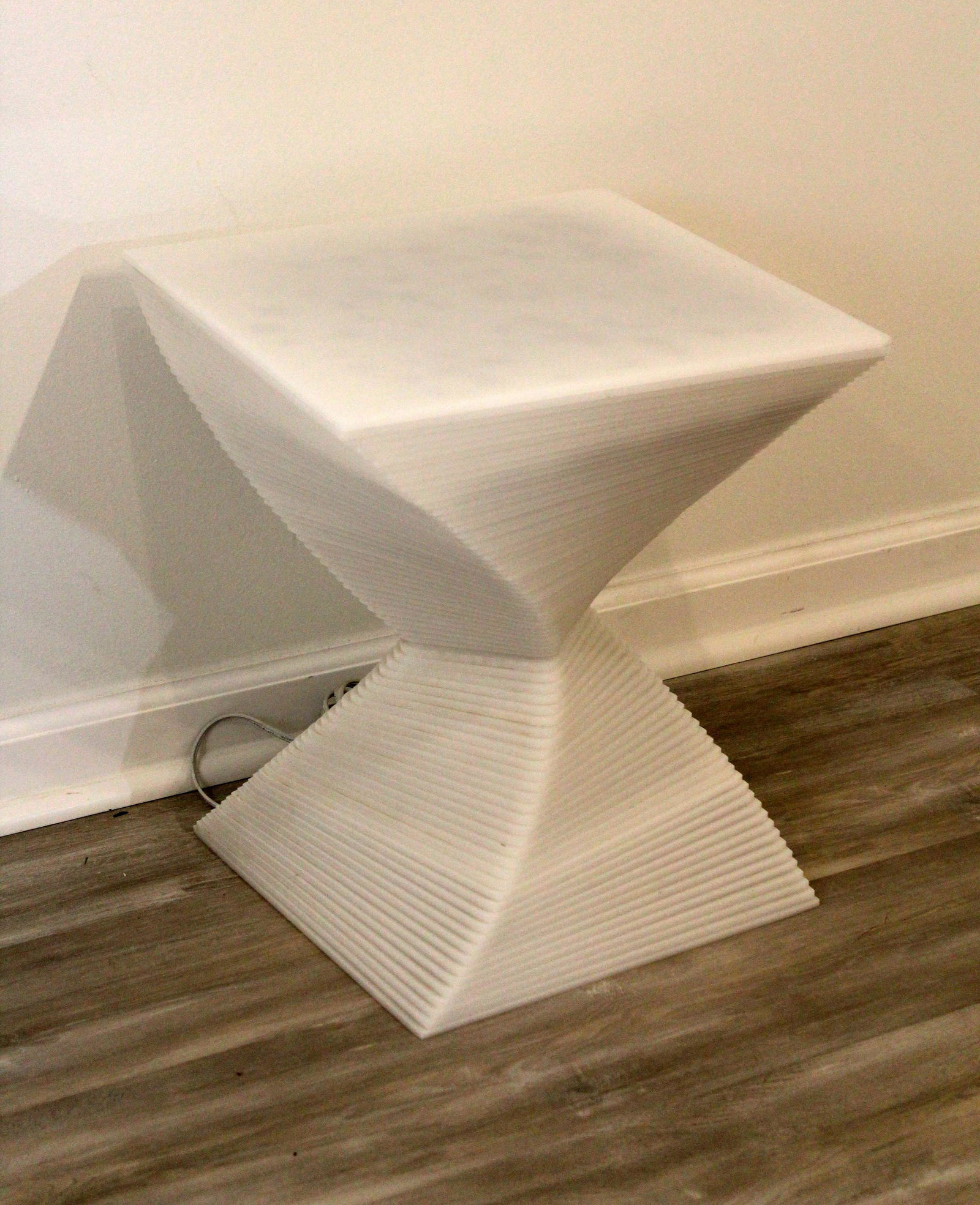 Michael Freeman Flynn Cranbrook Artist Modern Illuminating Lamp Chair: A modern architectural illuminating accent piece titled Lamp Chair by Cranbrook artist Michael Freeman Flynn. This item could also be used as an accent table or pedestal. The precise geometric lines a