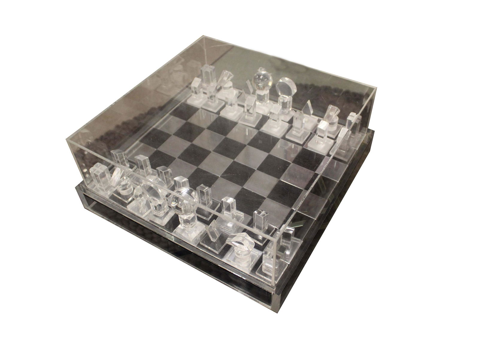 Mid Century Modern 1970s Lucite Chess Set Attributed to Charles Hollis Jones (1 of 9)