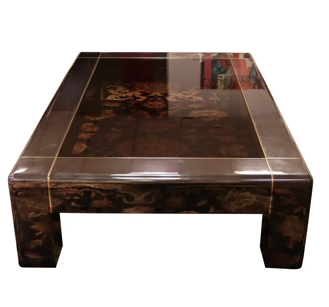 Mid Century Modern Karl Springer Attr Rectangular Coffee Table Metal Glass 1970s: For your consideration is a fantastic, rectangular coffee table, with a smoked glass top on a metal base, attributed to Karl Springer, circa the 1970s. In excellent vintage condition. The dimensions a