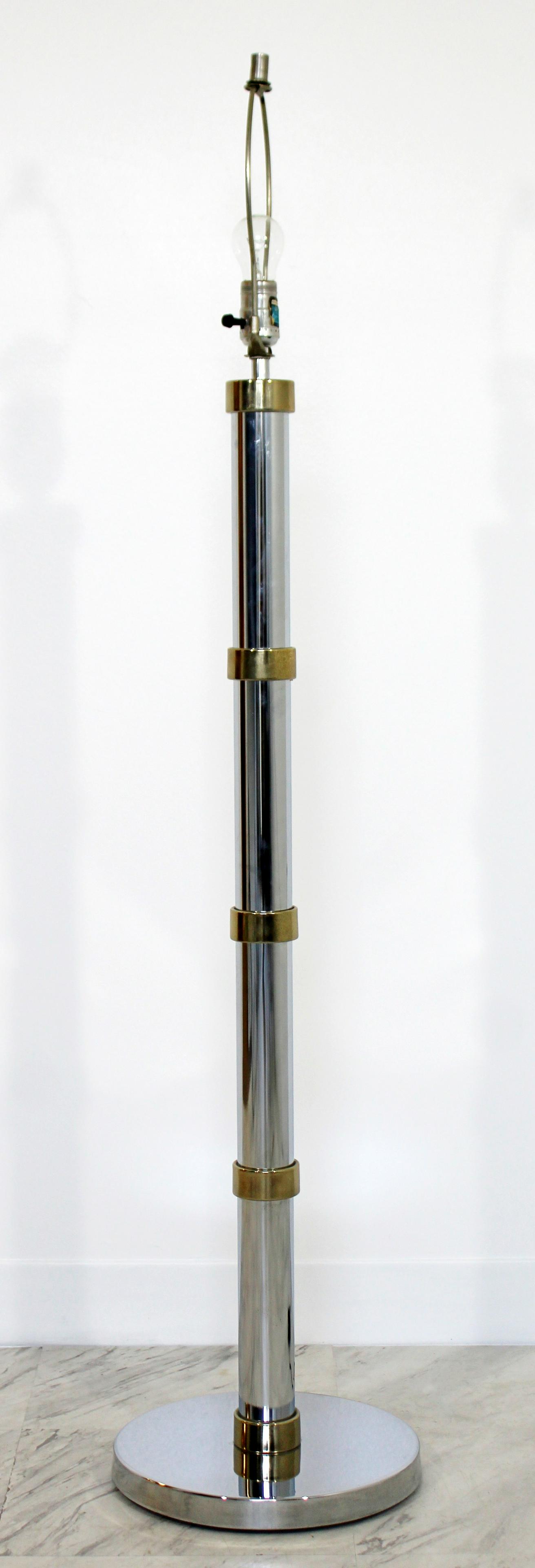 Mid Century Modern Robert Sonneman Chrome & Brass Floor Lamp 1970s (1 of 7)