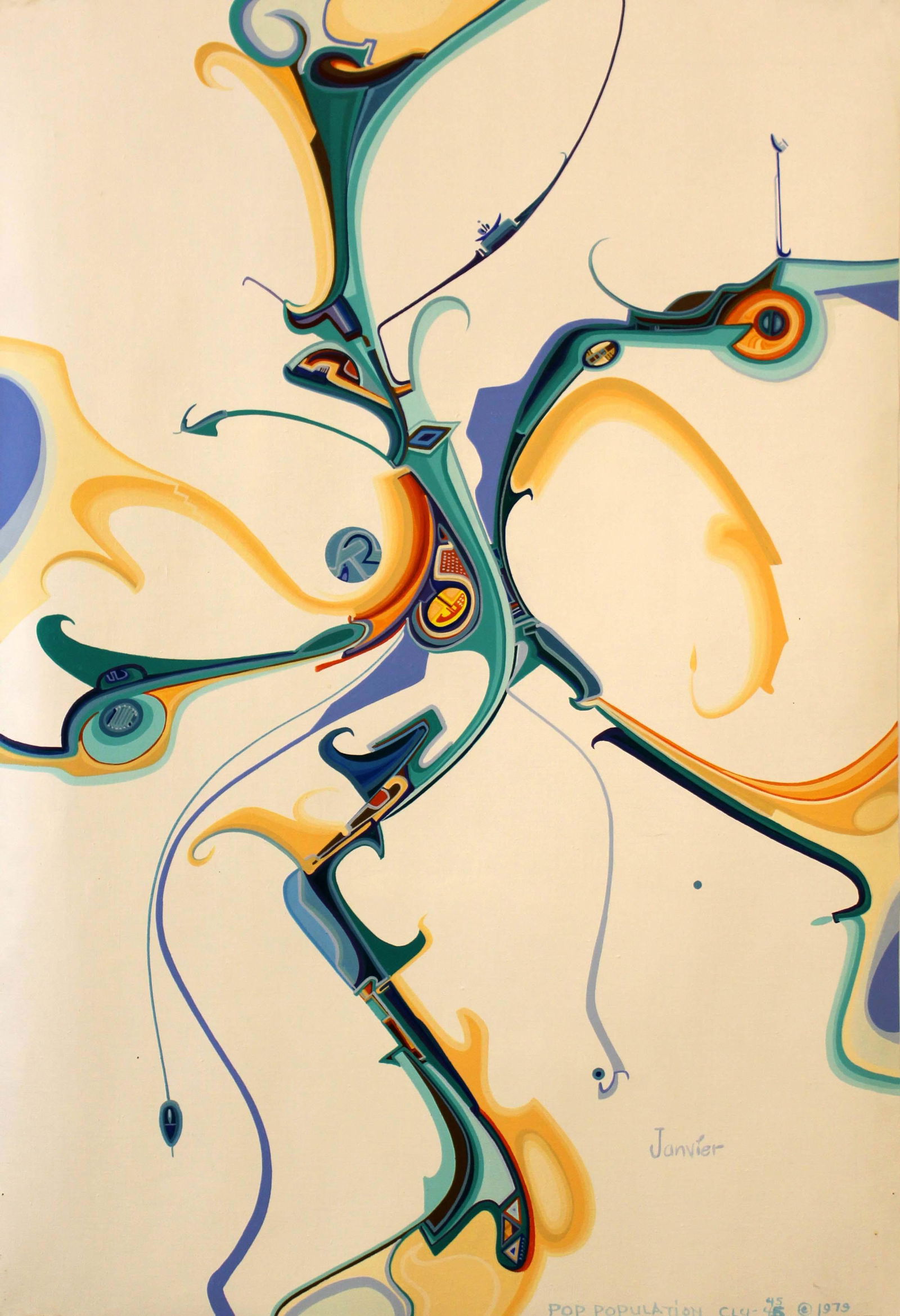 Alex Janvier Pop Population Contemporary Acrylic Painting on Canvas Unframed (1 of 11)