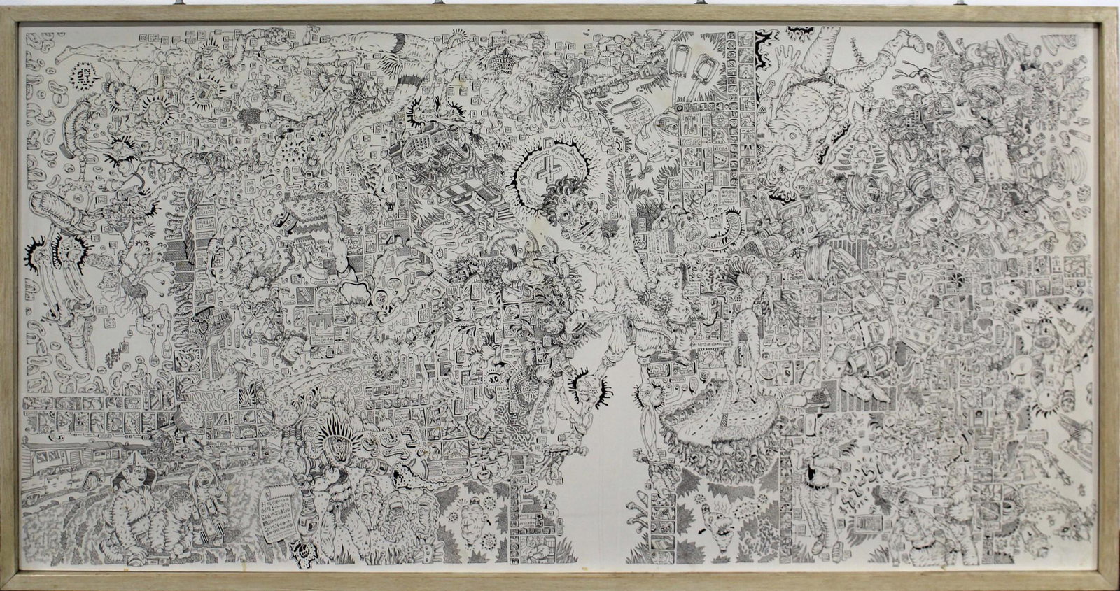 Topher Crowder Executive 2005 Ink Drawing on Board Crumb Inspired Comic Expressionism Framed: A satirical and surreal ink drawing on board by Christopher Crowder. Signed on the verso with title and 2005 date. This artwork is quite obviously influenced by the famed illustrator R. Crumb and the 