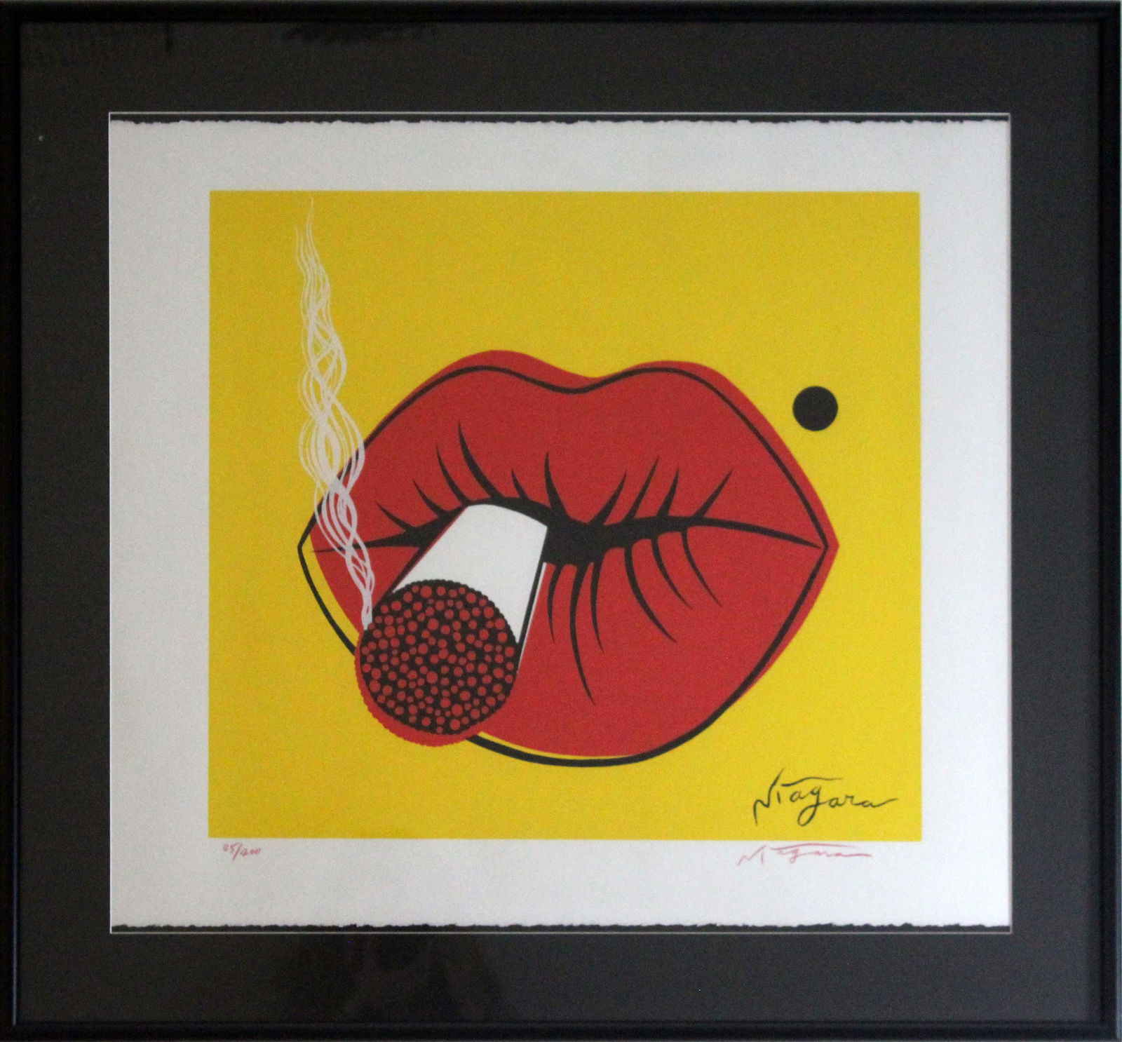 Niagara Detroit Hot Lips (Yellow) Signed Artist Proof Contemporary Giclee Framed: A fabulous pop art inspired artist proof giclee titled "Hot Lips (Yellow)" by Detroit based artist Niagara. Signed on the bottom left. This is iconic imagery for Niagara, which according to the artist