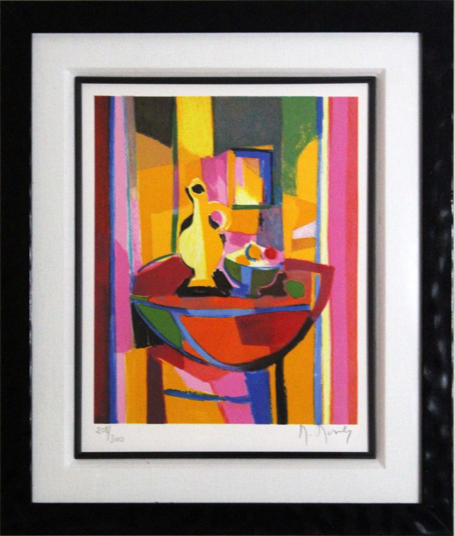 Marcel Mouly Grand Pichet au Gueridon Rouge Signed Modern Lithograph Framed 208/300 (1 of 11)
