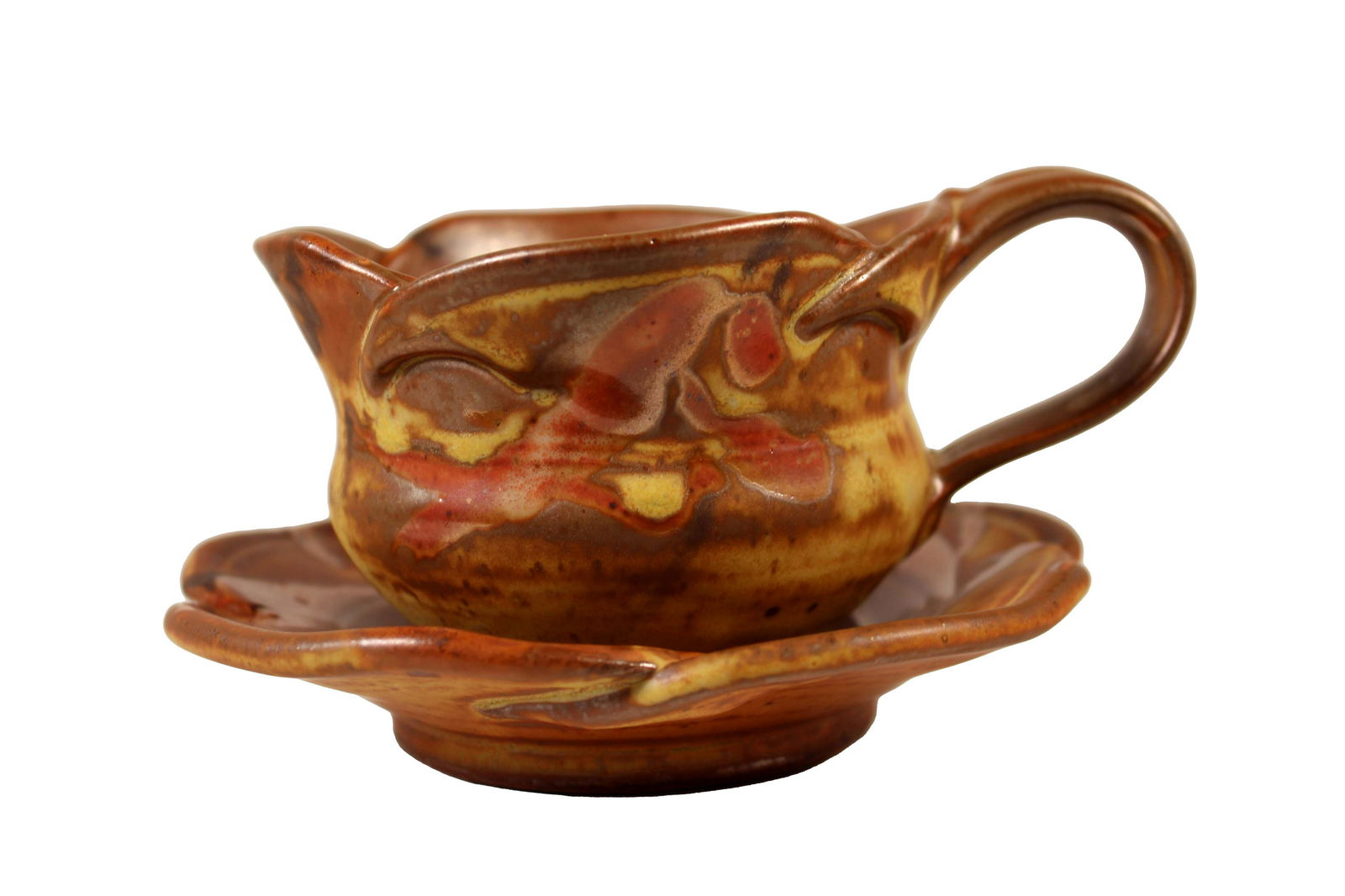 John Glick Teacup and Saucer Ceramic Set Stamped Plum Tree Pottery (1 of 14)