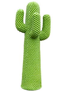 Guido Drocco & Franco Mello for Gufram 1986 Green Cactus Coat Stand 752/2000: A whimsical and imaginative cactus coat stand rack designed by Guido Drocco & Franco Mello. Made of polyurethane, green lacquered "Guflac" finish. Signed #752/2000 Gufram Multiples '86.The Gufram