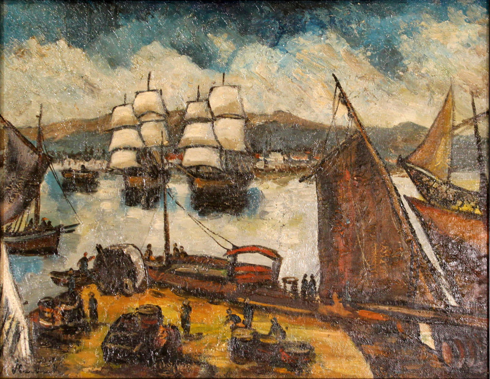 Maurice de Vlaminck Signed Oil Painting on Canvas Harbor Scene Framed (1 of 11)