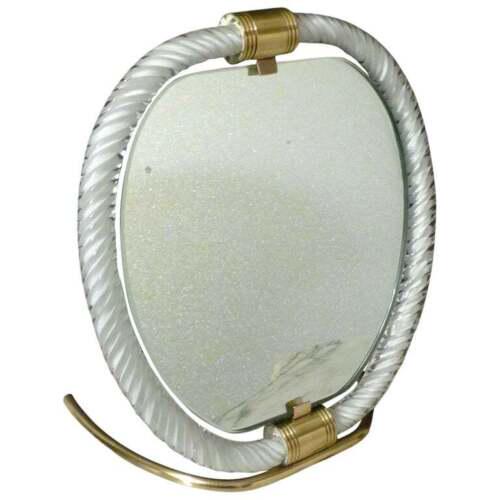 Art Deco Murano Venini Twisted Glass & Brass Vanity Mirror (1 of 6)