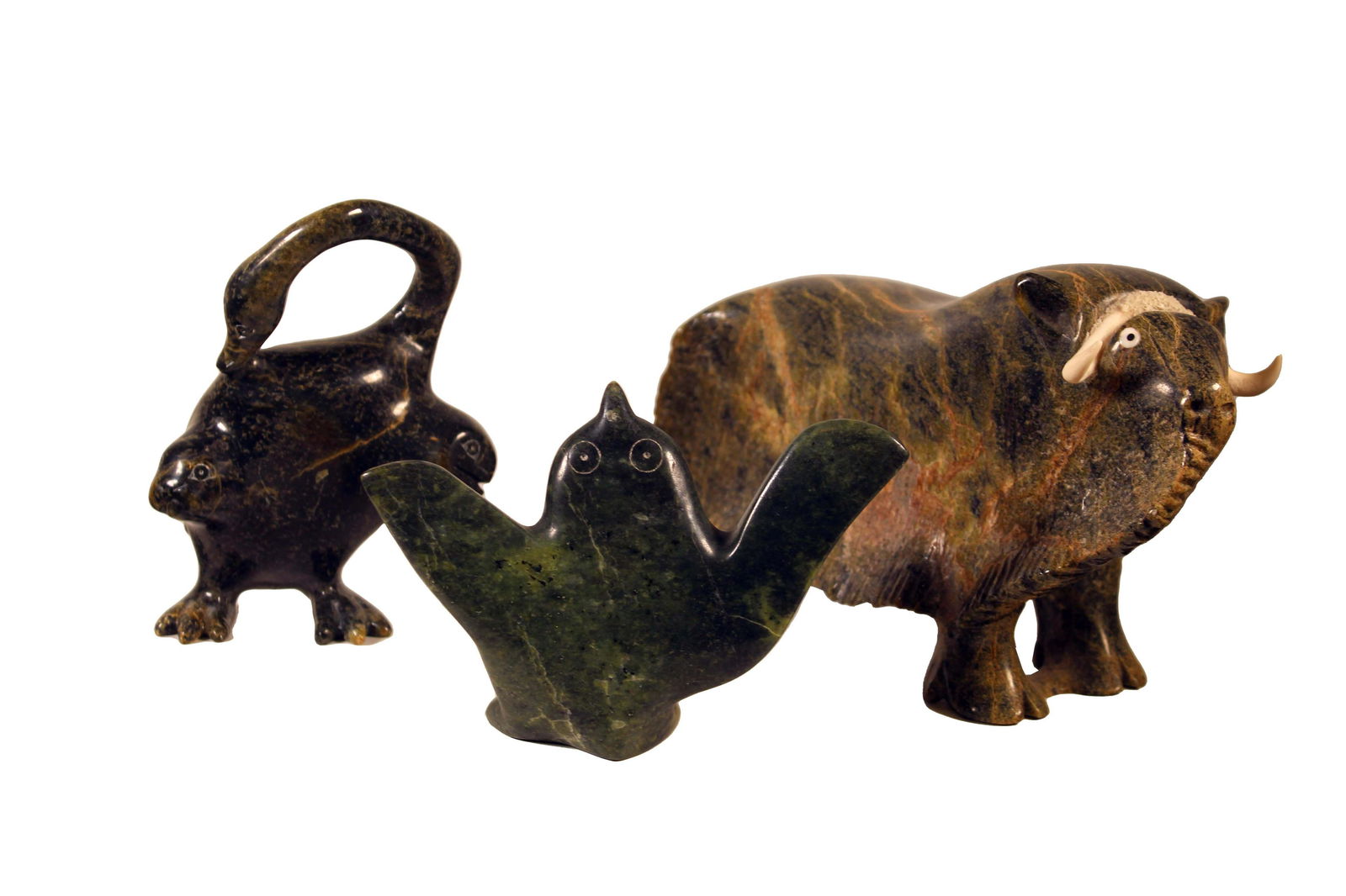 Collection of Inuit Soapstone Animal Carvings Signed (1 of 20)