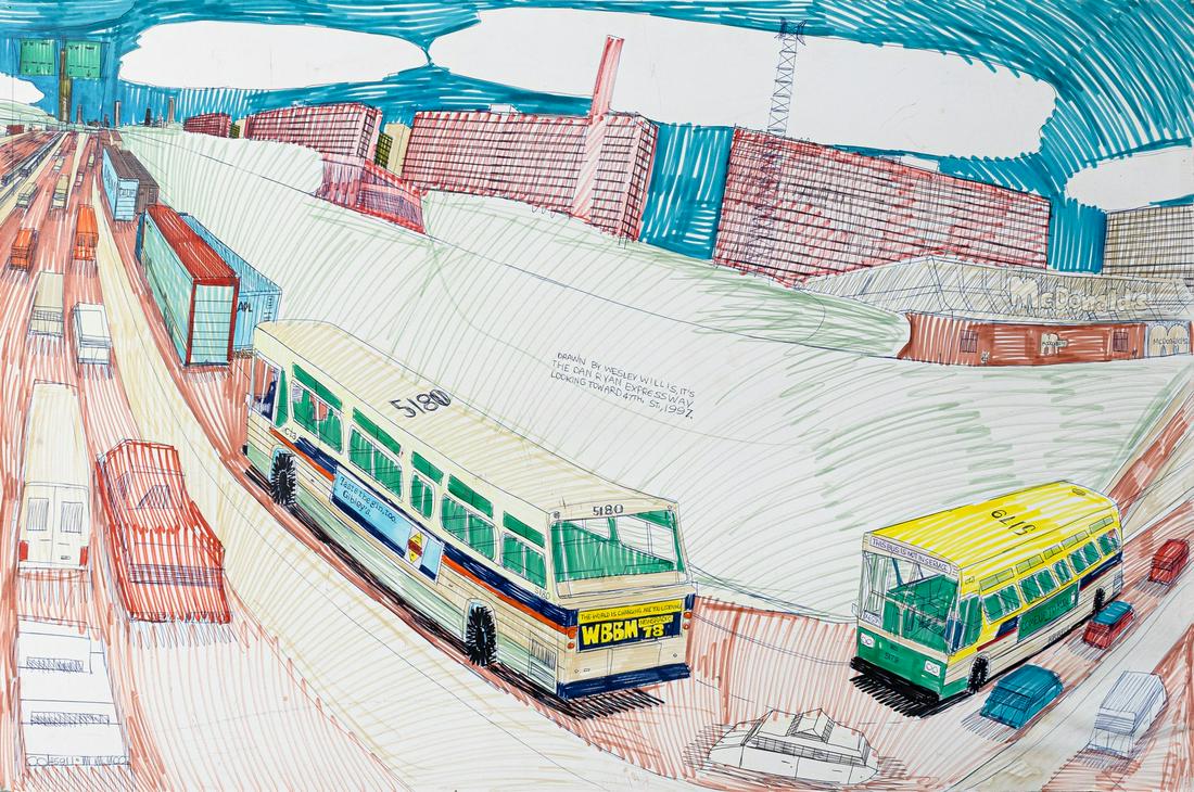 Wesley Willis The Dan Ryan Expressway Looking Toward 47Th St 1997 Unframed (1 of 8)