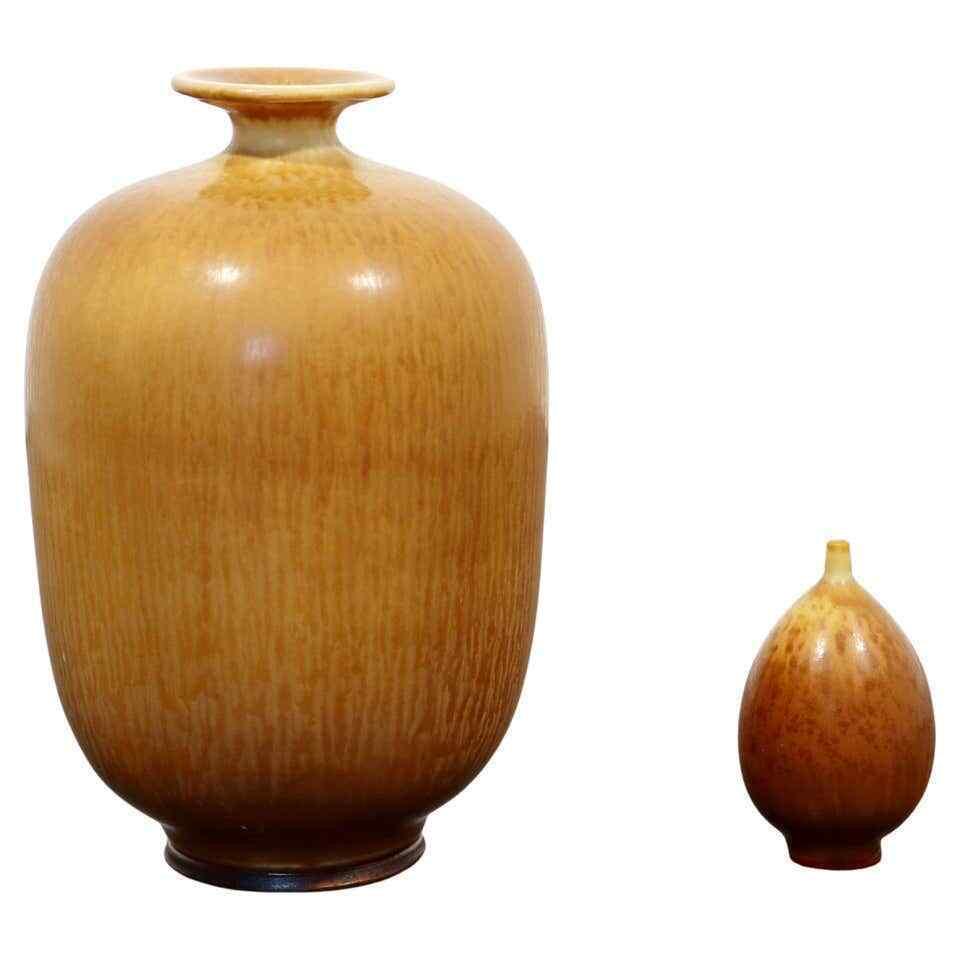 Berndt Friberg Signed Brown Hare Glaze 1960s Mid Century Modern 2 Pc Ceramic Set (1 of 7)