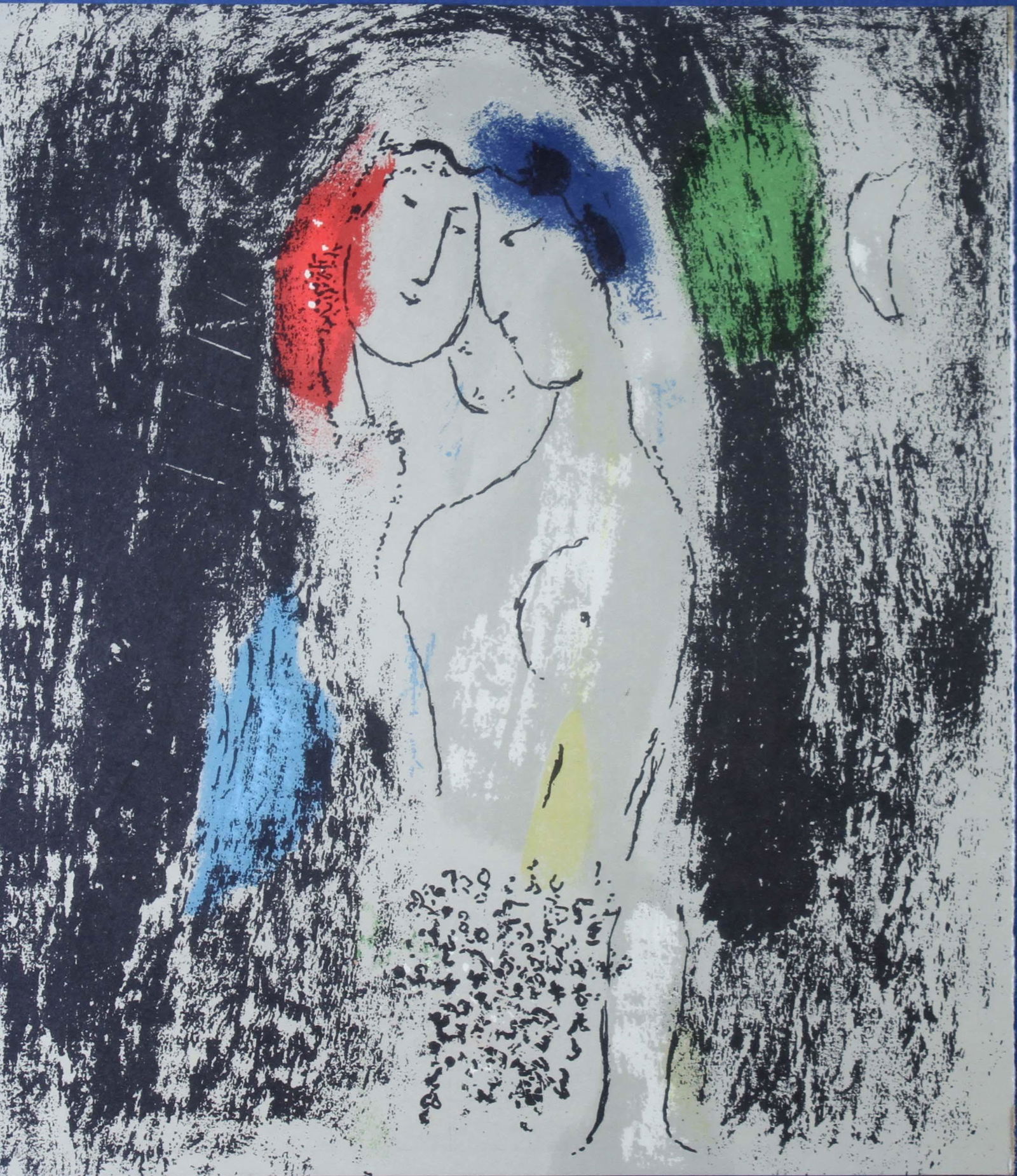 Marc Chagall Lovers in Grey 1957 Unsigned Modern Color Lithograph on Paper Framed (1 of 11)