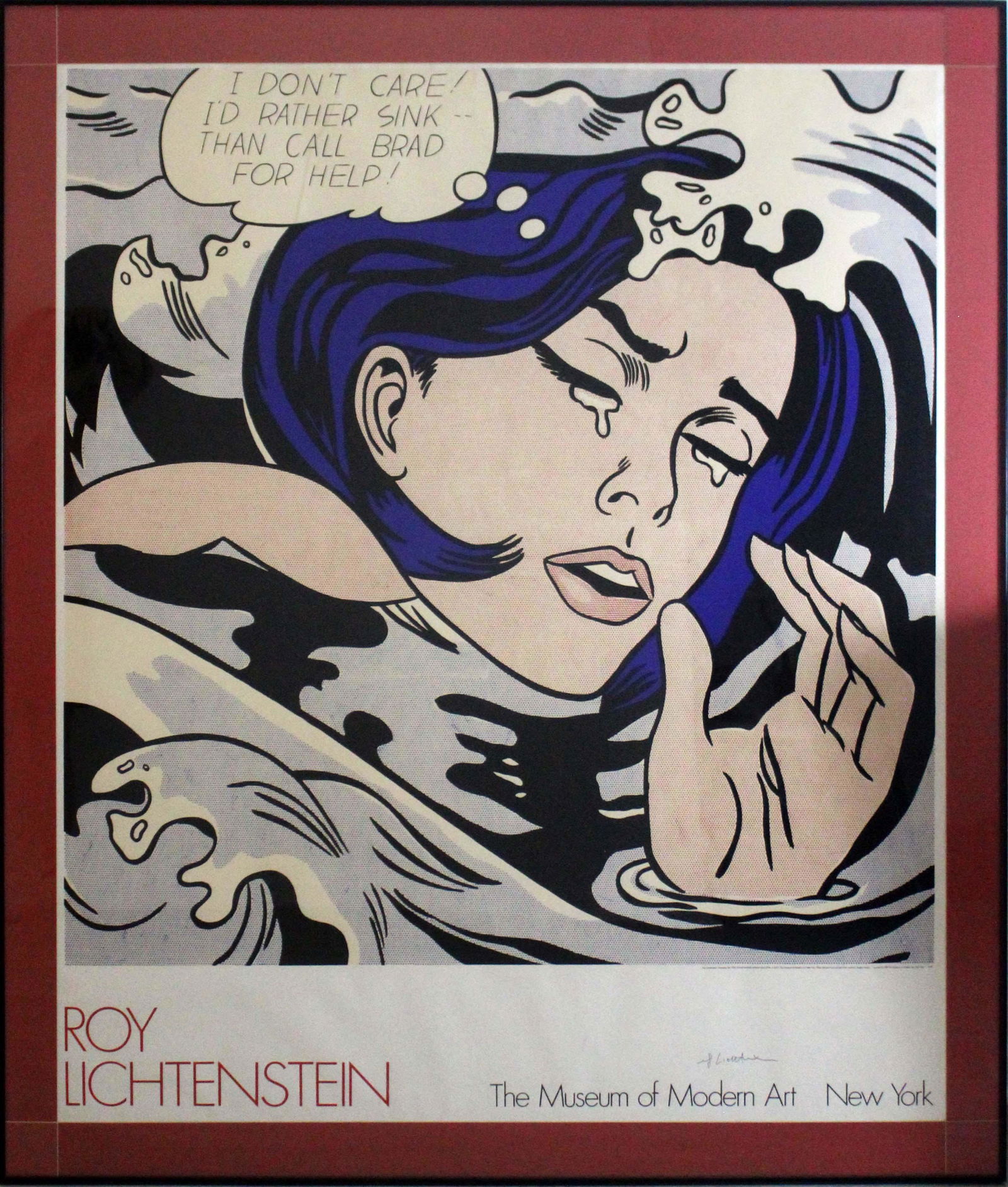 Roy Lichtenstein Signed Drowning Girl Museum of Modern Art Vintage 1989 Framed (1 of 14)