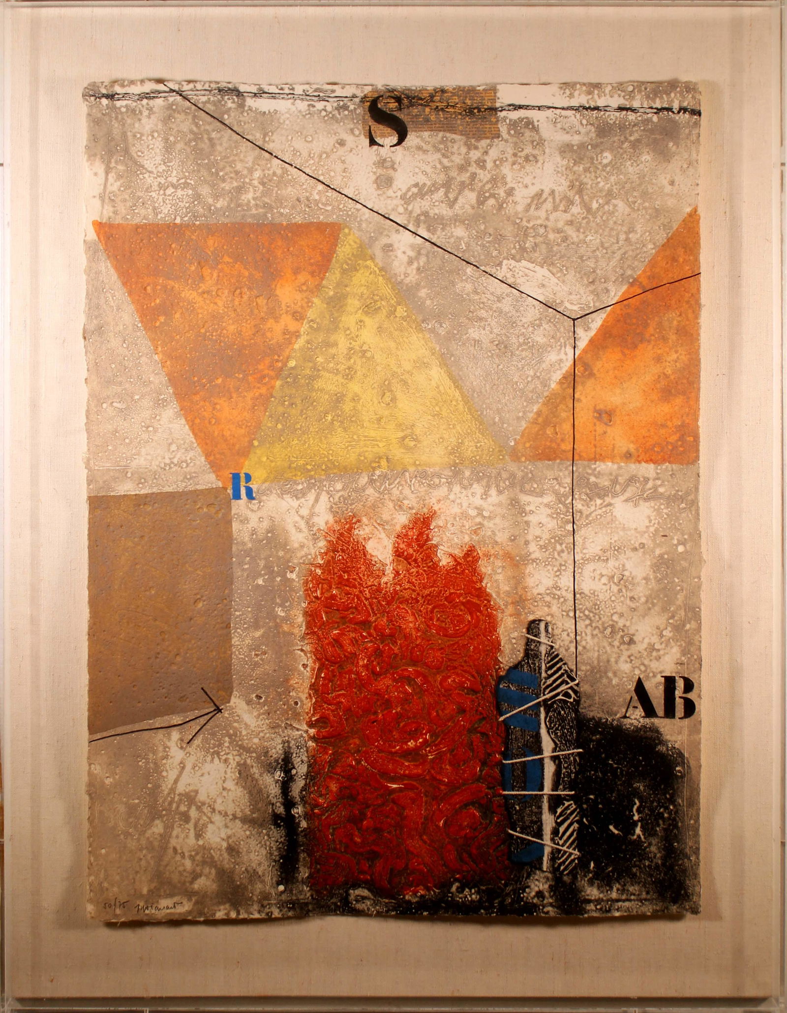 James Coignard Composition Signed Carborundum Etching on Hand Made Paper 50/75 Framed (1 of 12)