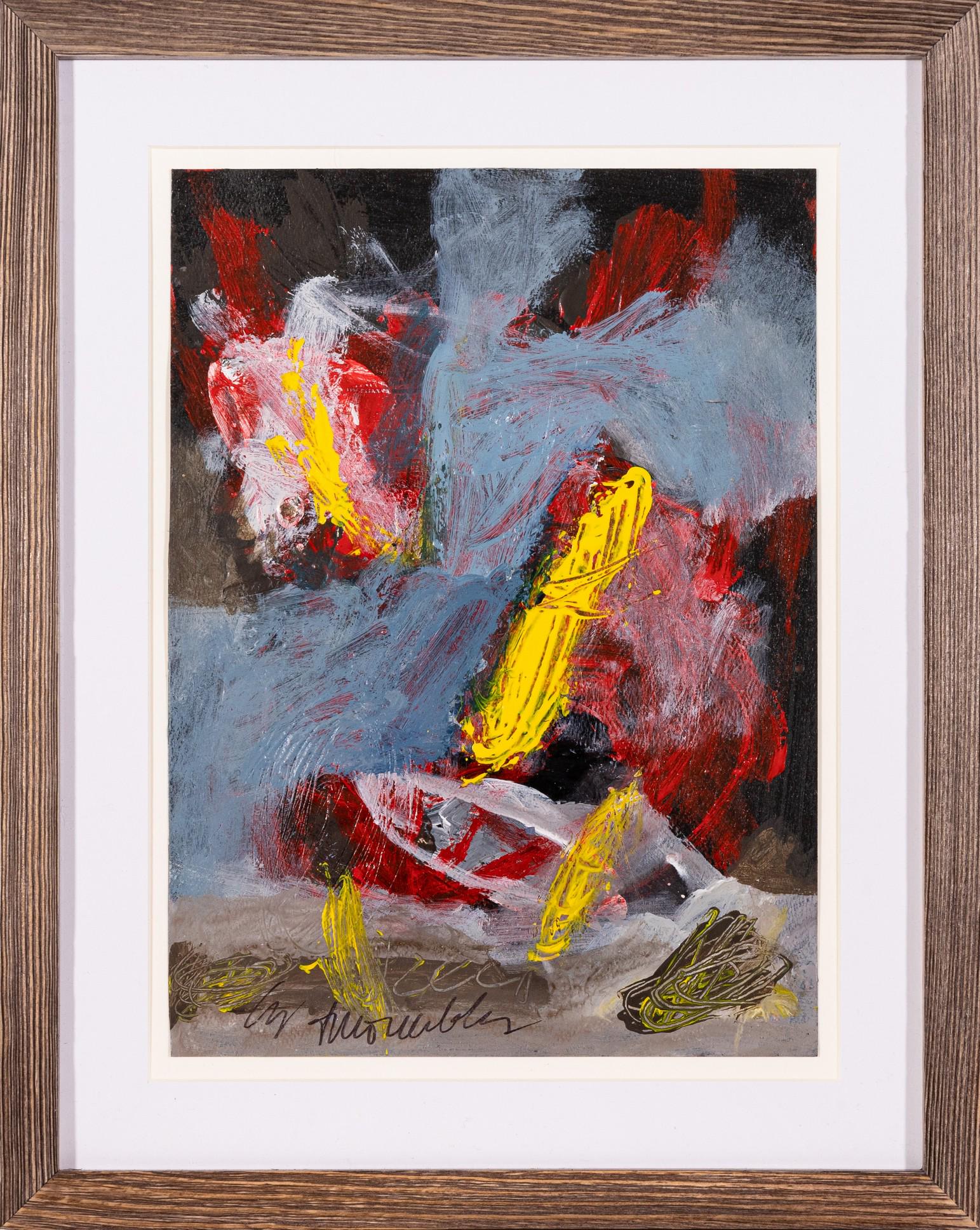 Cy Twombly Signed Abstract Expressionist Mixed Media Acrylic Painting on Paper Framed (1 of 8)