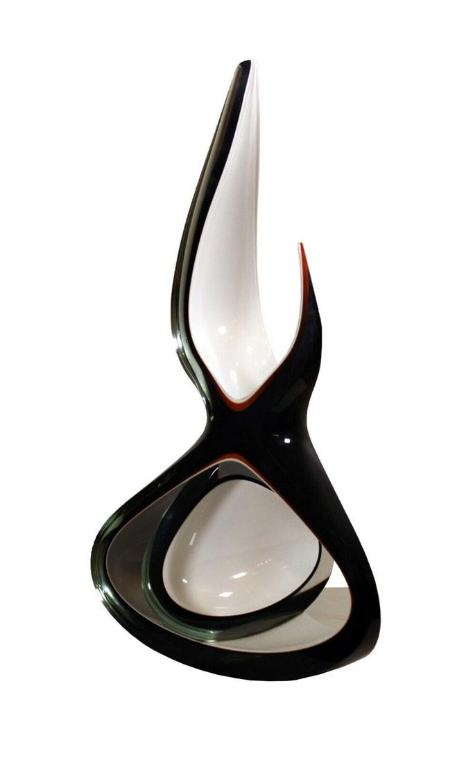Mid Century Modern Murano Glass Sculpture with Vibrant Cutout Design (1 of 9)