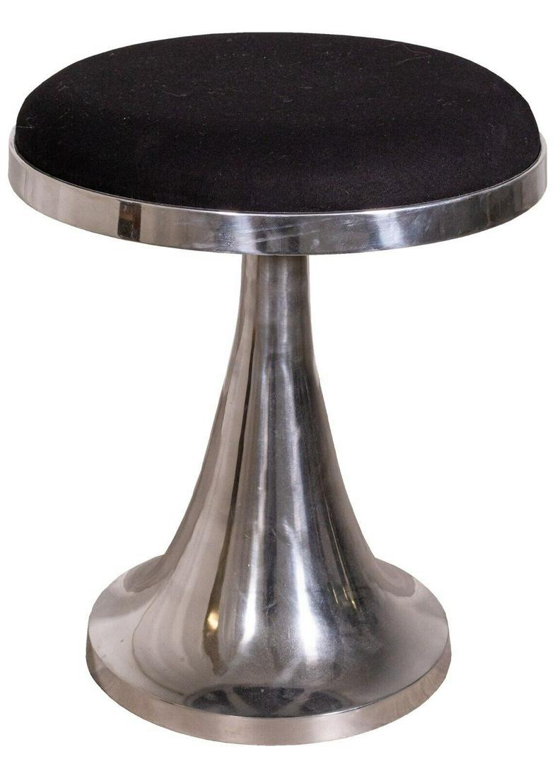 Mid Century Modern Stainless Steel and Black Tulip Base Swivel Stool (1 of 5)