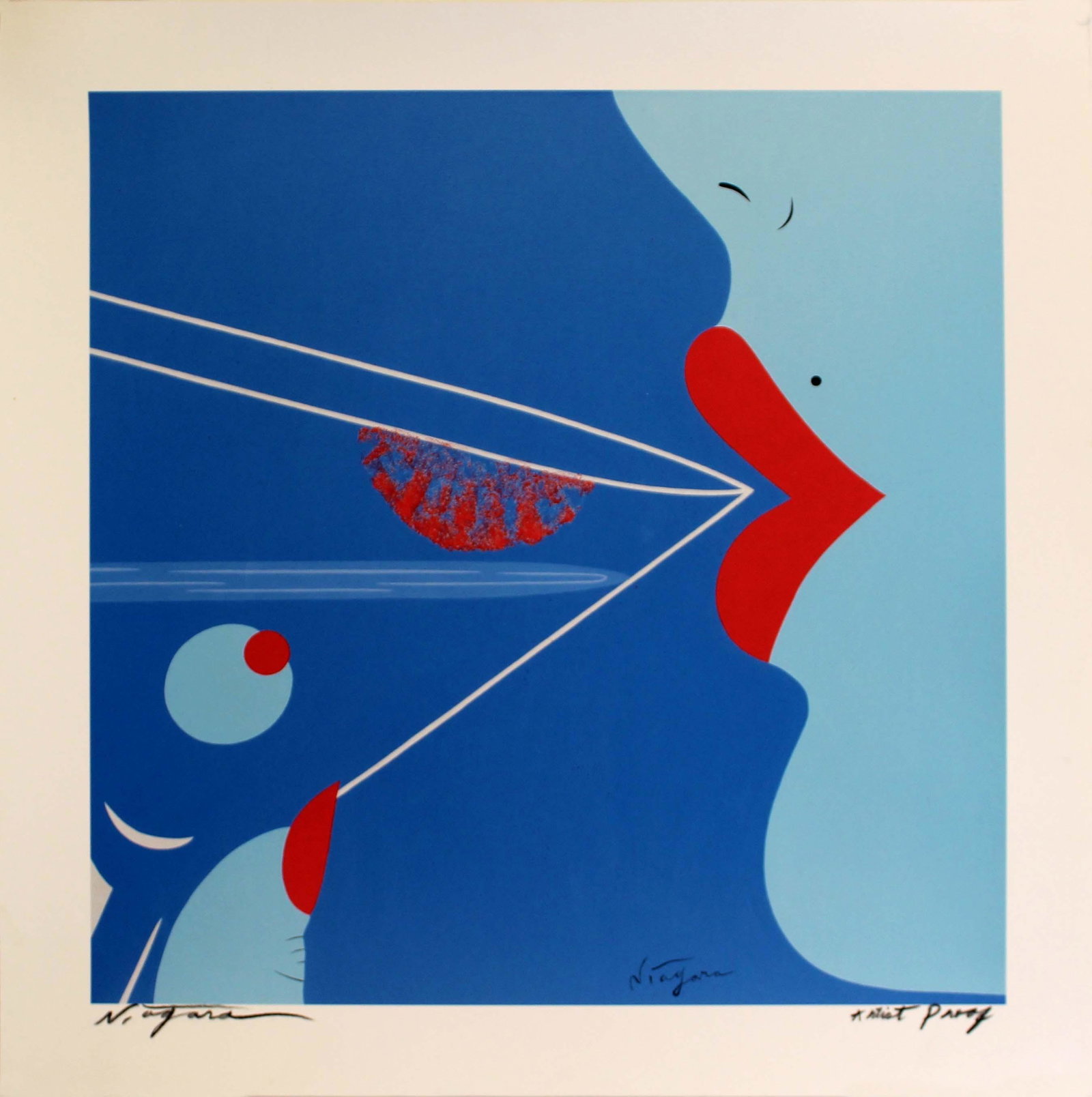 Niagara Lipstick Traces Signed Artist Proof Contemporary Giclee Unframed: A marvelous artist proof giclee titled "Lipstick Traces" by Detroit based artist Niagara. Signed on the bottom left. This is iconic imagery for Niagara, which according to the artist represents femini