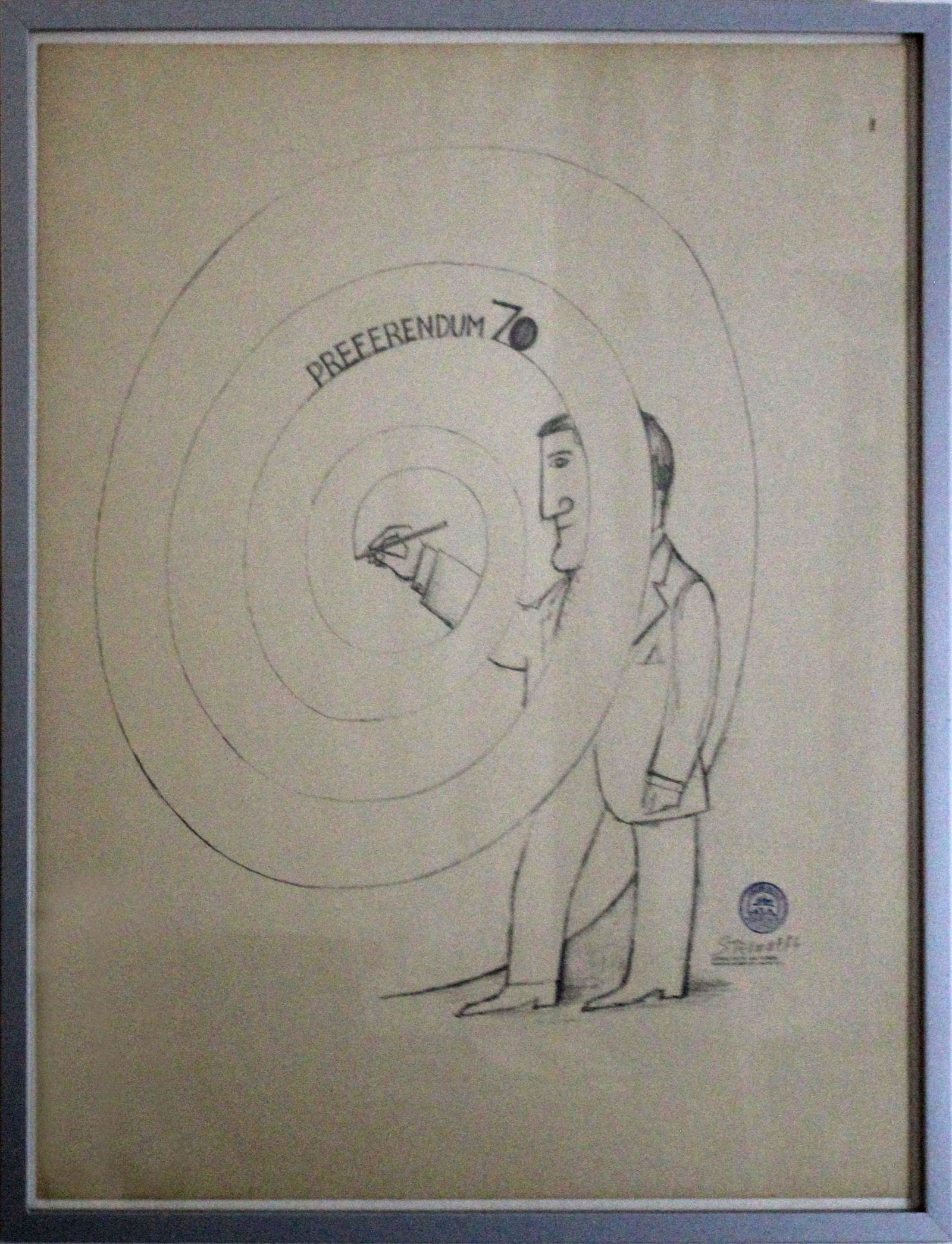 Saul Steinberg Referendum 70 Political Campaign Poster Lithograph Framed 1970 (1 of 8)