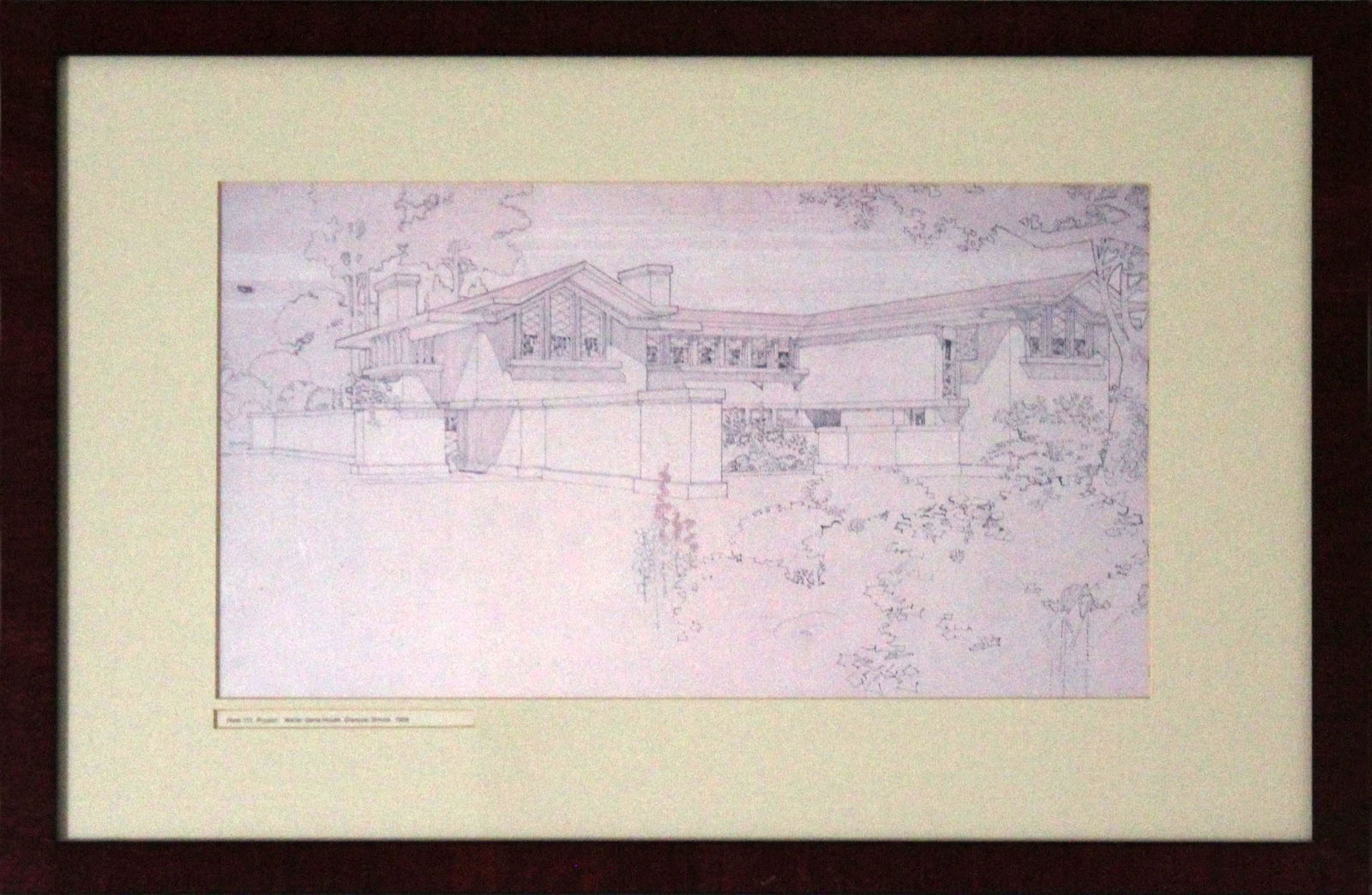 Frank Lloyd Wright Architectural Drawing Walter Gerts House 1906 Lithograph Framed (1 of 8)