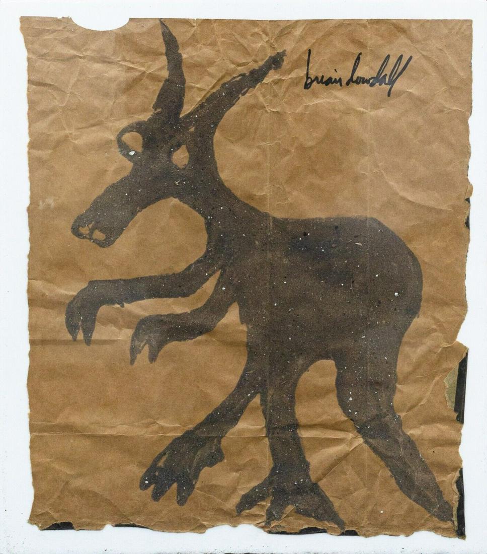 Brian Dondall Black Kangaroo Mixed Media on Paper Signed Provinance on Back (1 of 8)