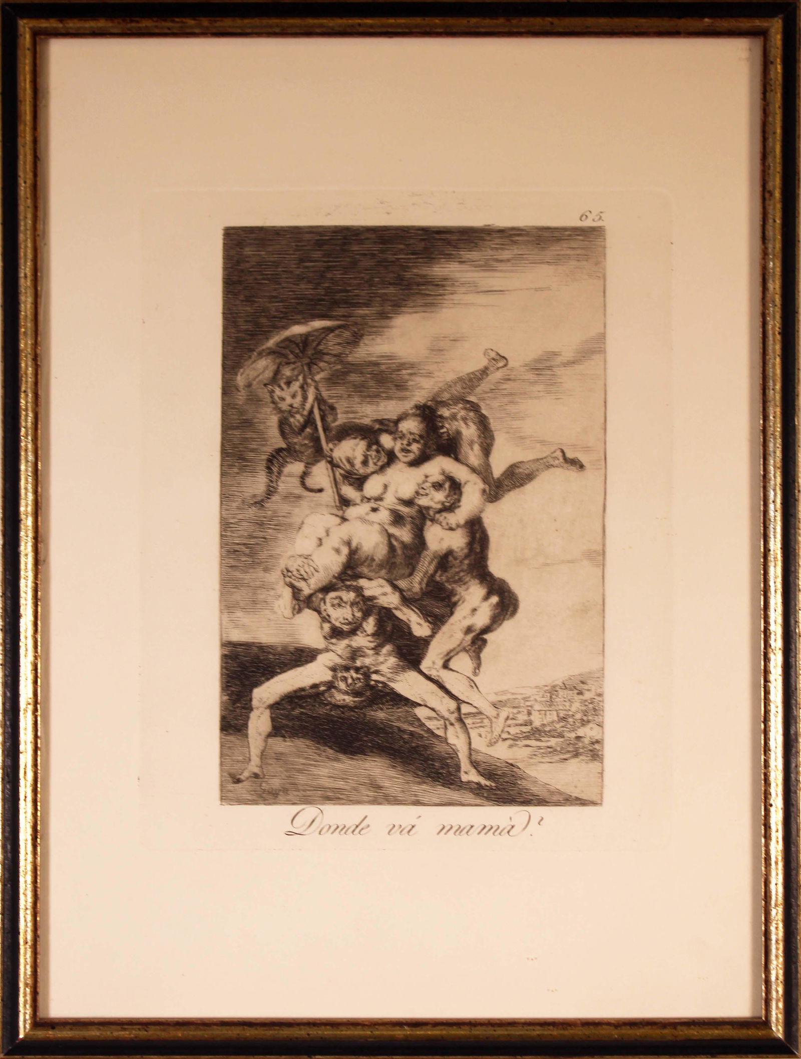 Francisco Goya Donde va Mama from Los Caprichos 1868 Etching Framed (1 of 16)